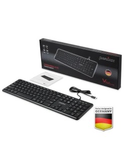 מקלדת חוטית ארגונומית בצבע שחור Perixx | PERIBOARD-210B | Wired Full-Size USB Keyboard with Quiet Keys for Desktop | Laptop | Tablet