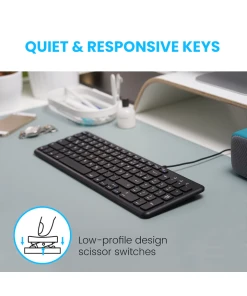 מקלדת חוטית ארגונומית בצבע שחור Perixx | PERIBOARD-213-C | Wired Compact 90% Keyboard with Low-Profile