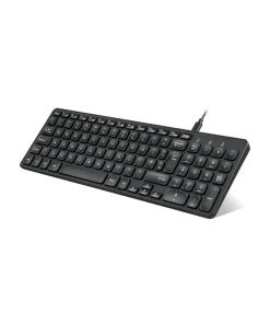 מקלדת חוטית ארגונומית בצבע שחור Perixx | PERIBOARD-215 | Wired Keyboard - Ultra Slim Scissor Keys - 2 Built-in USB-A & USB-C Ports