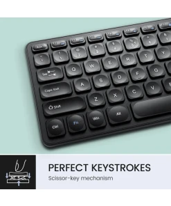 מקלדת חוטית ארגונומית בצבע שחור Perixx | PERIBOARD-215 | Wired Keyboard - Ultra Slim Scissor Keys - 2 Built-in USB-A & USB-C Ports