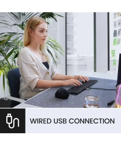 מקלדת חוטית ארגונומית בצבע שחור Perixx | PERIBOARD-215 | Wired Keyboard - Ultra Slim Scissor Keys - 2 Built-in USB-A & USB-C Ports