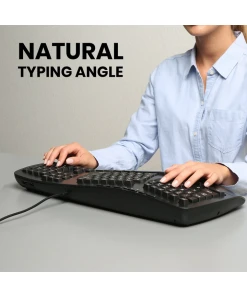 מקלדת חוטית ארגונומית בצבע שחור Perixx | PERIBOARD-312 | Wired Ergonomic Backlit Keyboard with 2 Hubs