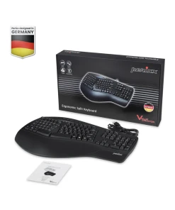 מקלדת חוטית ארגונומית בצבע שחור Perixx | PERIBOARD-312 | Wired Ergonomic Backlit Keyboard with 2 Hubs