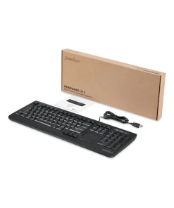 מקלדת חוטית ארגונומית בצבע שחור Perixx | PERIBOARD-313 | Wired USB Backlit Touchpad Keyboard Extra USB Ports