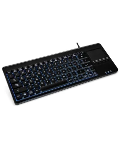 מקלדת חוטית ארגונומית בצבע שחור Perixx | PERIBOARD-315 | Wired Backlit Touchpad Compact Keyboard with Extra USB Ports