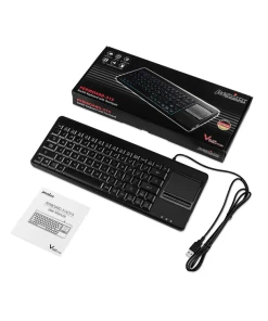 מקלדת חוטית ארגונומית בצבע שחור Perixx | PERIBOARD-315 | Wired Backlit Touchpad Compact Keyboard with Extra USB Ports