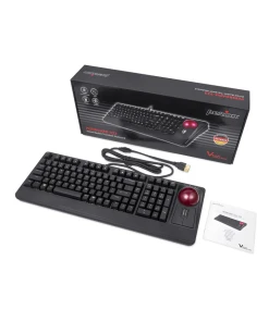 מקלדת חוטית ארגונומית בצבע שחור Perixx | PERIBOARD-322 | Wired Backlit Trackball 75% Compact Keyboard with Extra USB Ports