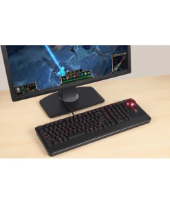 מקלדת חוטית ארגונומית בצבע שחור Perixx | PERIBOARD-322 | Wired Backlit Trackball 75% Compact Keyboard with Extra USB Ports