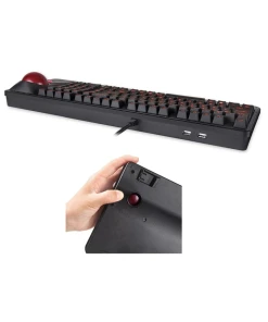 מקלדת חוטית ארגונומית בצבע שחור Perixx | PERIBOARD-322 | Wired Backlit Trackball 75% Compact Keyboard with Extra USB Ports