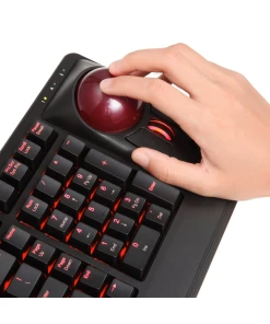 מקלדת חוטית ארגונומית בצבע שחור Perixx | PERIBOARD-322 | Wired Backlit Trackball 75% Compact Keyboard with Extra USB Ports