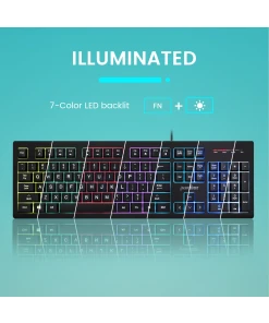 מקלדת חוטית ארגונומית בצבע שחור Perixx | PERIBOARD-329 | Wired Backlit USB High Scissor US Keyboard