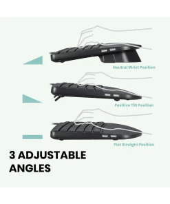 מקלדת חוטית ארגונומית בצבע שחור Perixx | PERIBOARD-330 | Wired Backlit Ergonomic Keyboard with Hubs