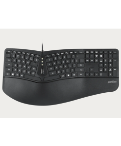 מקלדת חוטית ארגונומית בצבע שחור Perixx | PERIBOARD-330 | Wired Backlit Ergonomic Keyboard with Hubs