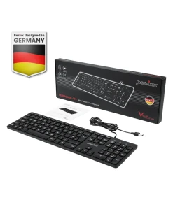 מקלדת חוטית ארגונומית בצבע שחור Perixx | PERIBOARD-331B | Wired Backlit Standard Scissor USB Keyboard