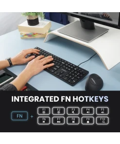 מקלדת חוטית ארגונומית בצבע שחור Perixx | PERIBOARD-331B | Wired Backlit Standard Scissor USB Keyboard