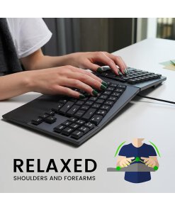 מקלדת חוטית ארגונומית בצבע שחור Perixx | PERIBOARD-335BL | Wired Ergonomic TKL Clicky Mechanical US KB