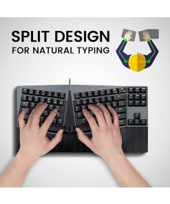 מקלדת חוטית ארגונומית בצבע שחור Perixx | PERIBOARD-335BR | Wired Ergonomic TKL Tactile Mechanical US KB