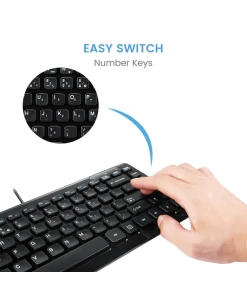 מקלדת חוטית ארגונומית בצבע שחור Perixx | PERIBOARD-407-B | Wired Mini Keyboard