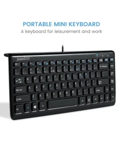 מקלדת חוטית ארגונומית בצבע שחור Perixx | PERIBOARD-407-B | Wired Mini Keyboard