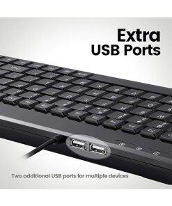 מקלדת חוטית ארגונומית בצבע שחור Perixx | PERIBOARD-409-H | Wired Mini Keyboard