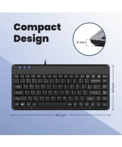 מקלדת חוטית ארגונומית בצבע שחור Perixx | PERIBOARD-409-U | Wired USB Mini 75% Keyboard