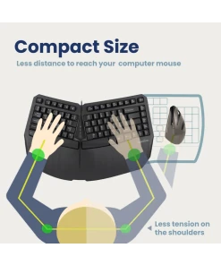 מקלדת חוטית ארגונומית בצבע שחור Perixx | PERIBOARD-413-B | Wired Mini Ergonomic Split Black US KB