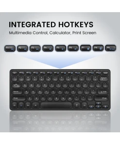 מקלדת חוטית ארגונומית בצבע שחור Perixx | PERIBOARD-416 | Wired Mini USB Keyboard with 4 Hubs