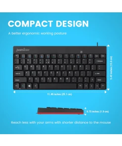 מקלדת חוטית ארגונומית בצבע שחור Perixx | PERIBOARD-422 | Mini-USB-C-Tastatur