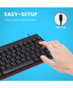 מקלדת חוטית ארגונומית בצבע שחור Perixx | PERIBOARD-422 | Mini-USB-C-Tastatur