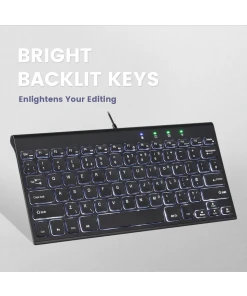 מקלדת חוטית ארגונומית בצבע שחור Perixx | PERIBOARD-429 | Wired Backlit Mini Scissor USB Keyboard