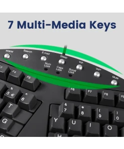 מקלדת חוטית ארגונומית בצבע שחור Perixx | PERIBOARD-512-B | Wired Ergonomic Split Black USB US KB