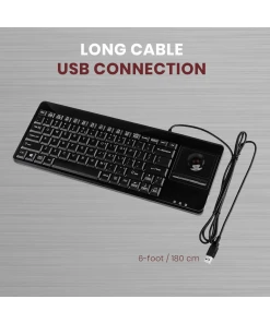 מקלדת חוטית ארגונומית בצבע שחור Perixx | PERIBOARD-514-H-PLUS | Wired 370x138x29mm Trackball USB Hub KB
