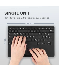 מקלדת חוטית ארגונומית בצבע שחור Perixx | PERIBOARD-526 | Wired Mini 284x182x28mm Scissor KB w Trackball