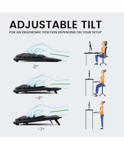 מקלדת חוטית ארגונומית בצבע שחור Perixx | PERIBOARD-535BL | Wired Ergonomic Mechanical Clicky US KB