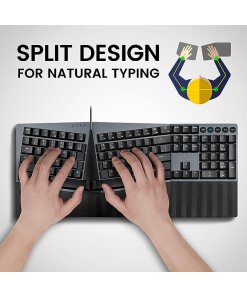 מקלדת חוטית ארגונומית בצבע שחור Perixx | PERIBOARD-535RD | Wired Ergonomic Mechanical Linear US KB