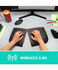 מקלדת חוטית ארגונומית בצבע שחור Perixx | PERIBOARD-624 | Wireless Split Mini Keyboard with Seperation