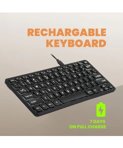 מקלדת חוטית ארגונומית בצבע שחור Perixx | PERIBOARD-732B | Wireless Backlit Mini Scissor Keyboard