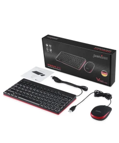 מקלדת חוטית ארגונומית בצבע שחור Perixx | PERIDUO-212B | Wired USB Mini Set: 75% Keyboard and Optical Mouse with Multimedia Keys