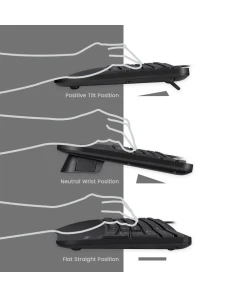 מקלדת חוטית ארגונומית בצבע שחור Perixx | PERIDUO-505 | Wired Ergo Full Size US KB w. Vertical Mouse