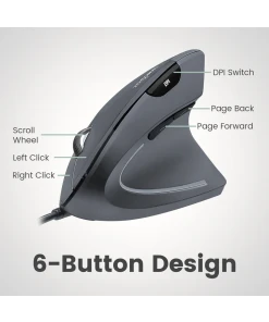 מקלדת חוטית ארגונומית בצבע שחור Perixx | PERIDUO-512B | Wired Ergo Full Size US KB w. Vertical Mouse