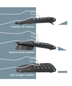 מקלדת חוטית ארגונומית בצבע שחור Perixx | PERIDUO-606 | Wireless Ergo Mini US KB with Vertical Mouse