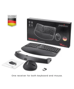 מקלדת חוטית ארגונומית בצבע שחור Perixx | PERIDUO-606 | Wireless Ergo Mini US KB with Vertical Mouse