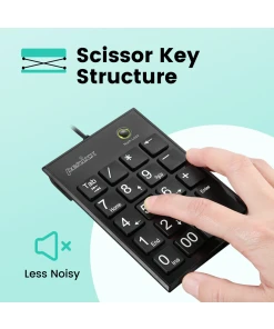 משטח מגע עכבר ארגונומי בצבע שחור Perixx | PERIPAD-202-U | Wired Numeric Scissor Keypad