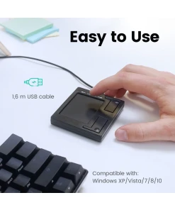 משטח מגע עכבר ארגונומי בצבע שחור Perixx | PERIPAD-501-II | Wired USB Multi-Gesture Touchpad with 2 Buttons & Durable 5.3 ft Cable