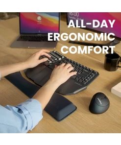 משענת יד ארגונומית בעיצוב מעוקל בצבע שחור Perixx | PERIPRO-512 | Ergonomic Keyboard Wrist Rest Pad 4 Layers Design Cooling Effect