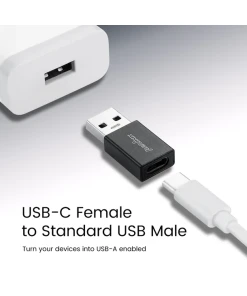 מתאם USB C ל USB A 3.0 זכר לנקבה בצבע שחור Perixx | PERIPRO-409 | USB C Female to USB A 3.0 Male Adapter