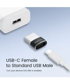 מתאם USB-C ל USB-A זכר לנקבה בצבע שחור Perixx | PERIPRO-408 | USB C Female to USB A Male Adapter