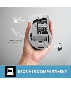 עכבר אלחוטי ארגונומי בצבע אפור Perixx | PERIMICE-621M | Wireless Mouse - Silent Click with Ergo Design