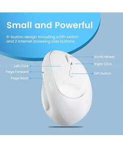 עכבר אלחוטי ארגונומי בצבע לבן Perixx | PERIMICE-719W | Wireless Portable Vertical Mouse - Silent Clicks - Right-Handed Design
