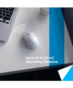עכבר אלחוטי ארגונומי בצבע לבן Perixx | PERIMICE-802W | Bluetooth White Portable Mouse
